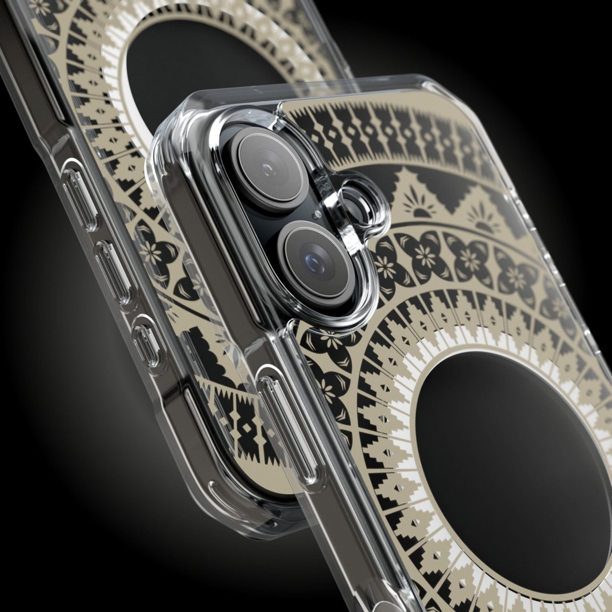 WOYC PasifikaOne MagSafe clear case for iPhone 16 with Fiji Reversed design, offers durable protection and wireless charging compatibility.