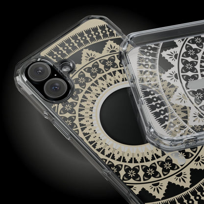 WOYC PasifikaOne MagSafe clear case for iPhone 16 featuring Fiji Reversed design, transparent protective Magsafe cover.