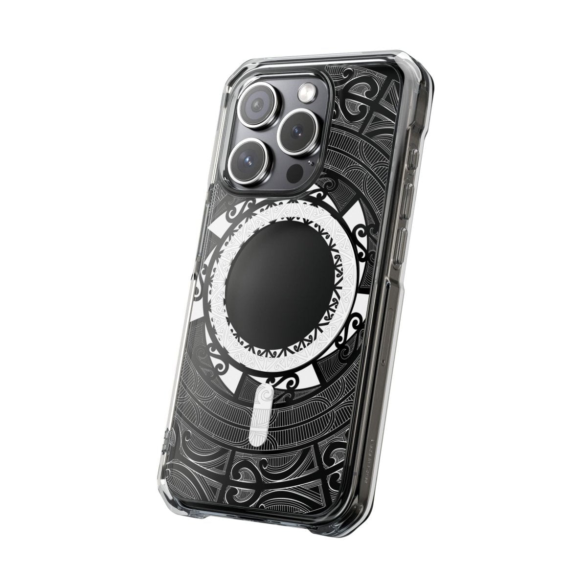 WOYC PasifikaOne MagSafe clear case for iPhone 16 with Māori design, transparent protective cover, compatible with AU, NZ, and USA regions
