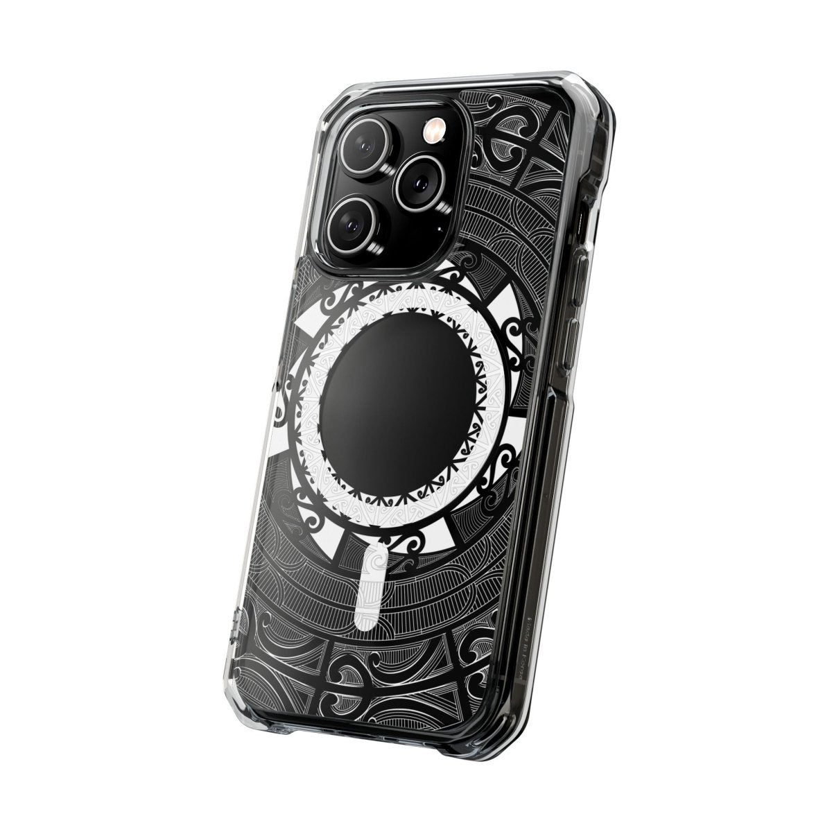 WOYC PasifikaOne MagSafe clear case for iPhone 16 with Māori design, transparent protective cover, compatible with AU, NZ, and USA.