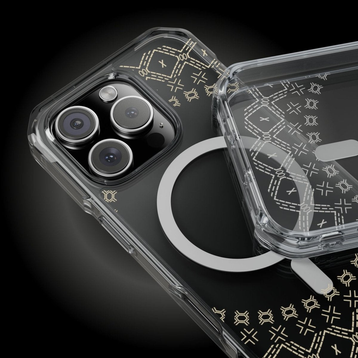 WOYC PasifikaOne MagSafe clear case for iPhone 16 featuring Samoan Malu design, transparent protective phone cover.