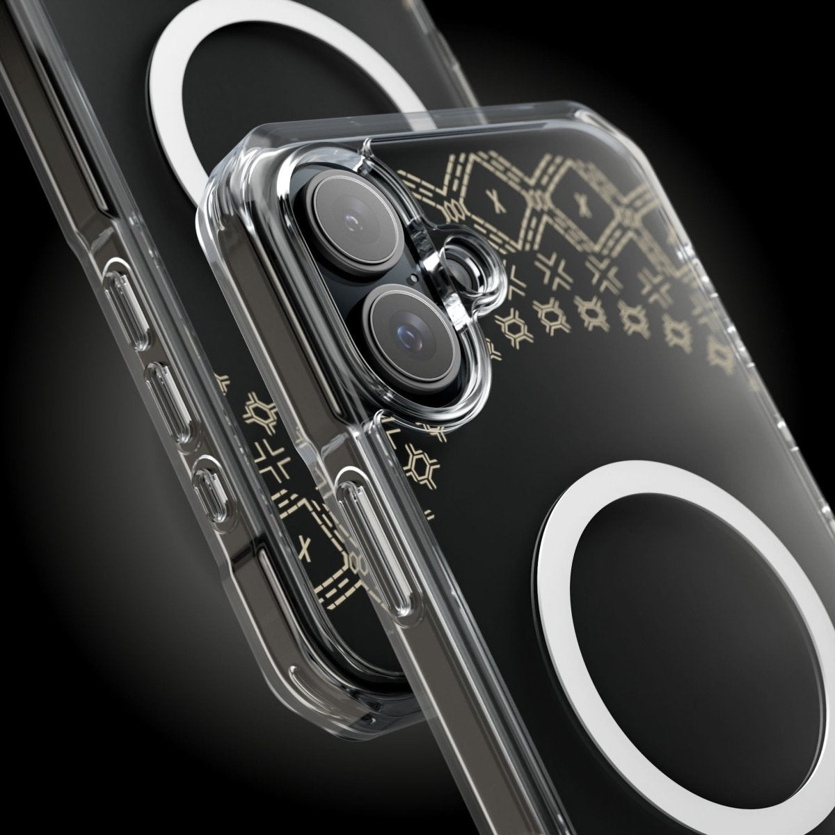 WOYC PasifikaOne MagSafe clear case for iPhone 16 featuring Samoan Malu design, transparent protective Magsafe case.