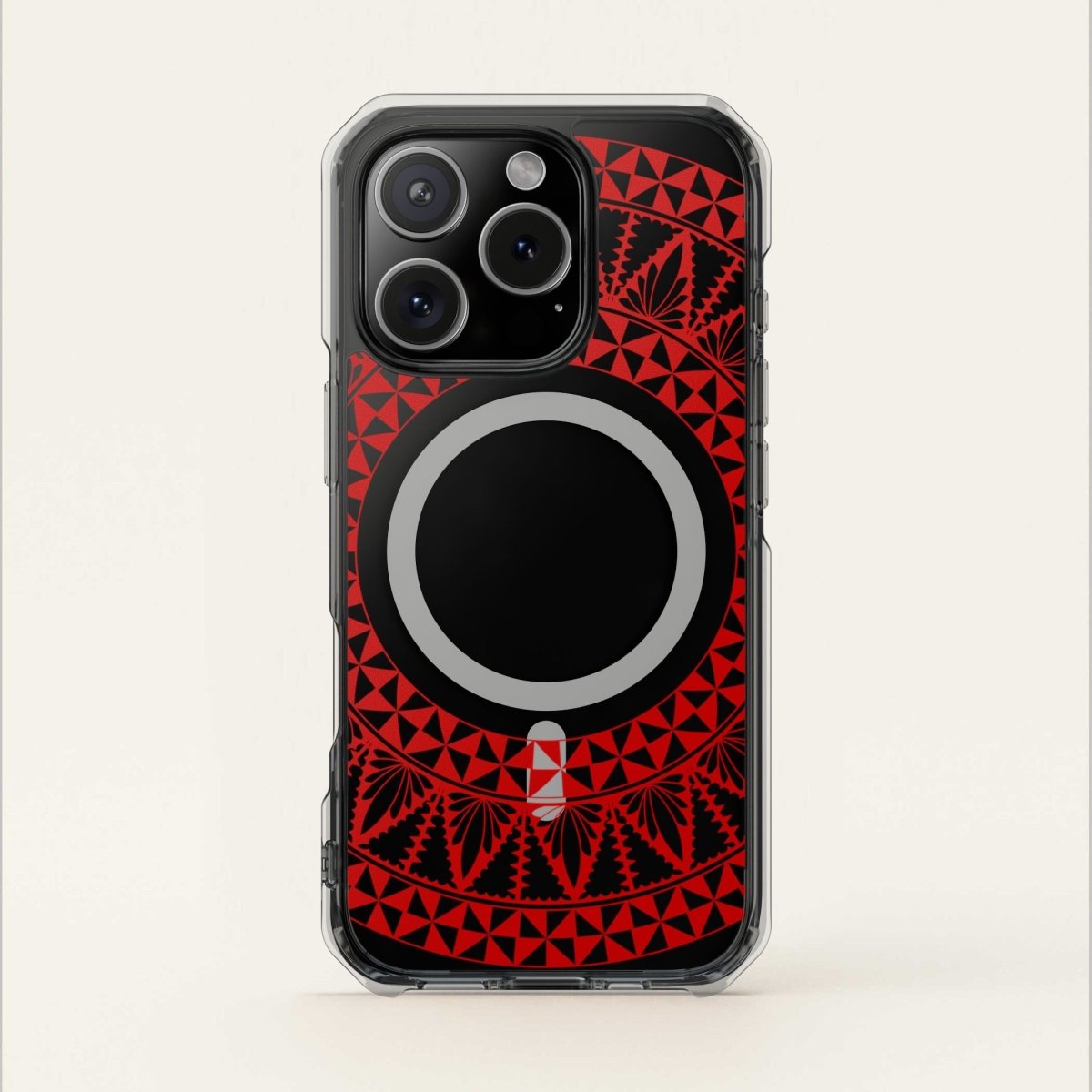 WOYC PasifikaOne MagSafe clear case for iPhone 16 featuring Tongan Redleaf design, transparent protection, AU/NZ/USA compatibility