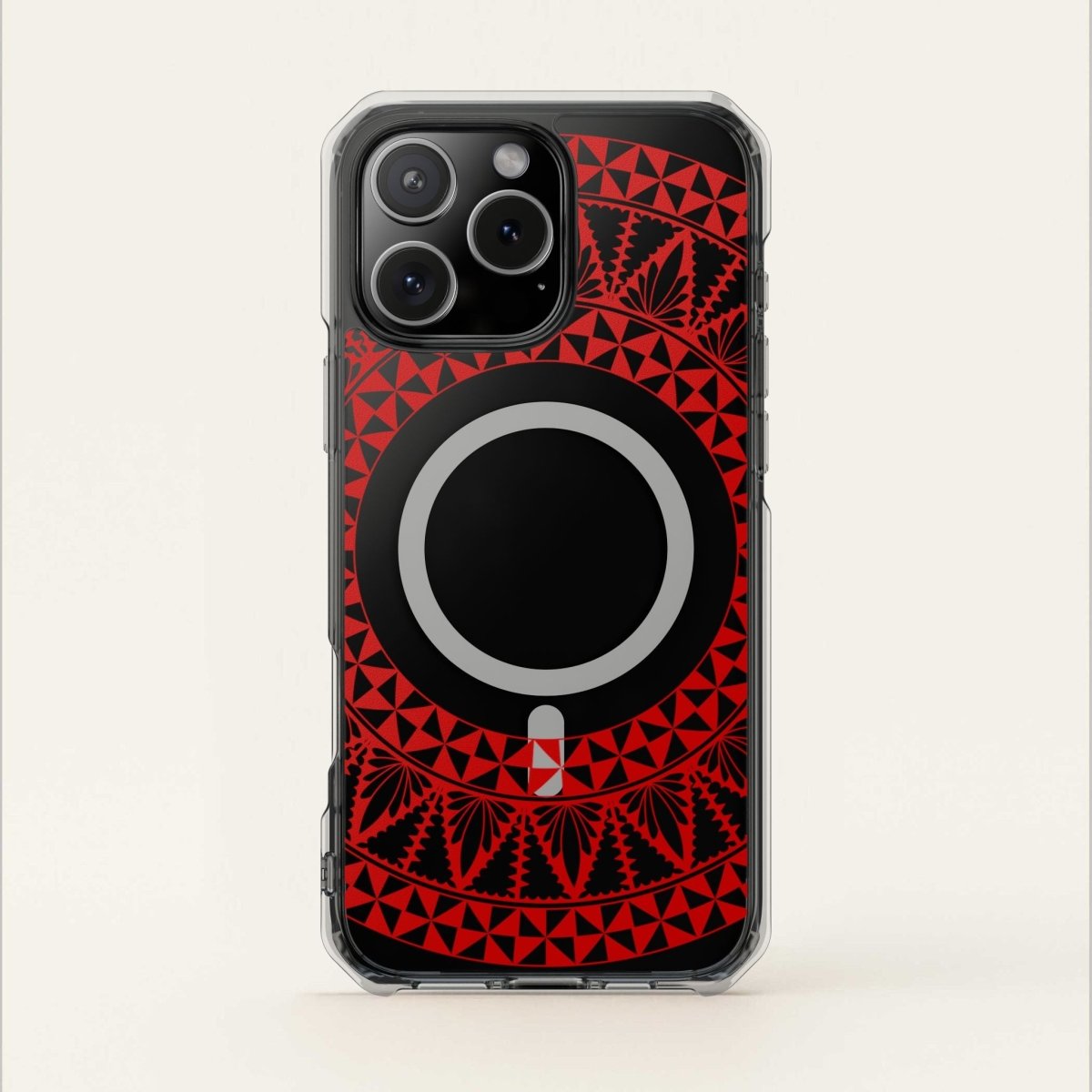 WOYC PasifikaOne MagSafe clear case for iPhone 16 with Tongan Redleaf design, transparent protective case for MagSafe-enabled iPhones