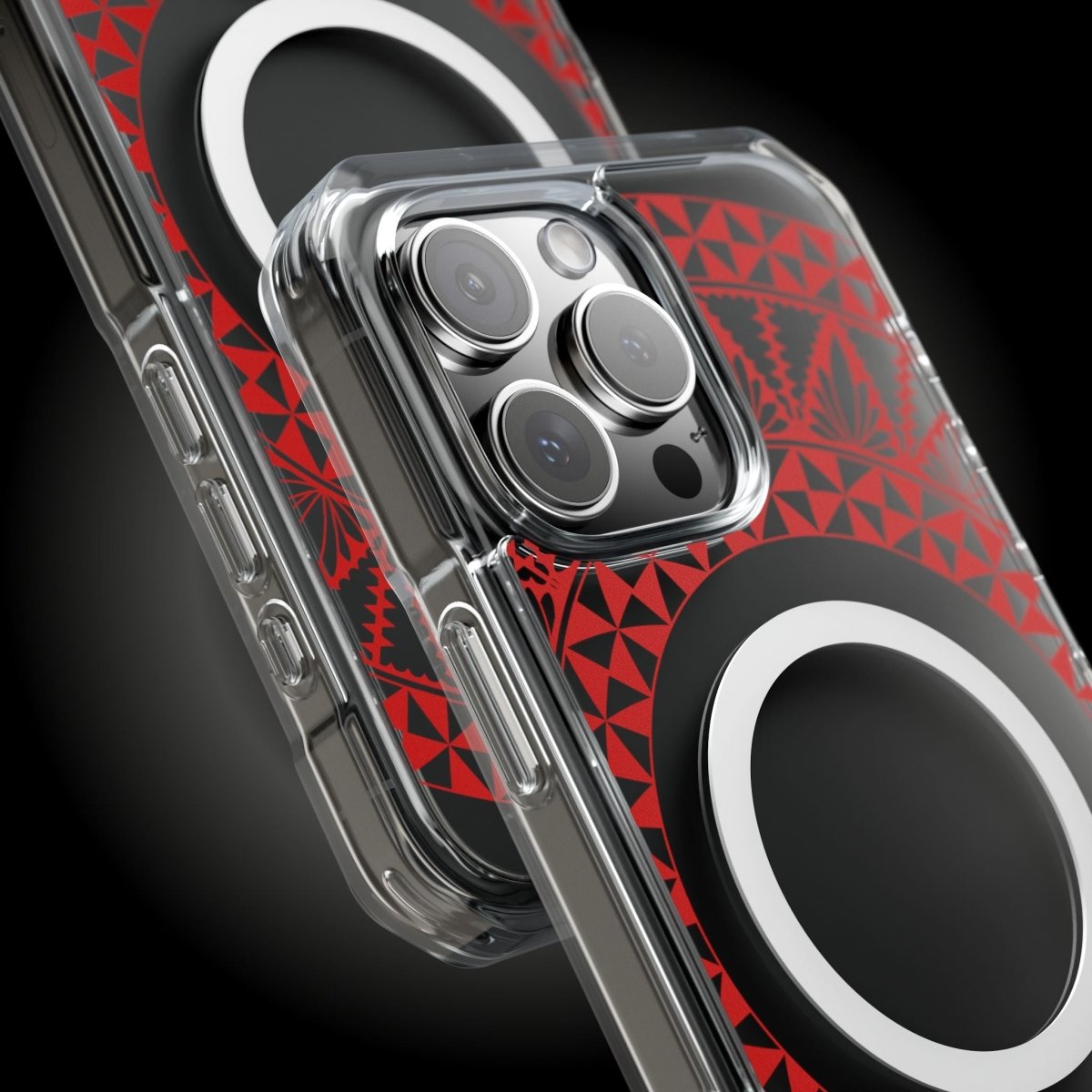 WOYC PasifikaOne MagSafe clear case for iPhone 16 with Tongan Redleaf design, transparent protective cover for MagSafe compatibility