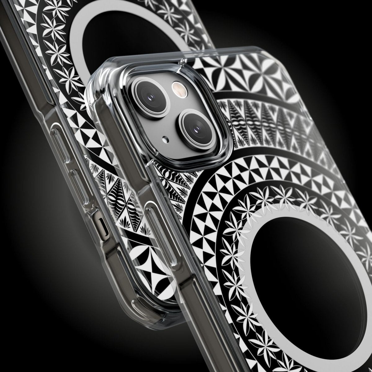 WOYC PasifikaOne MagSafe clear phone case for iPhone 16, featuring Tongan design, transparent protective cover, suitable for AU, NZ, USA.
