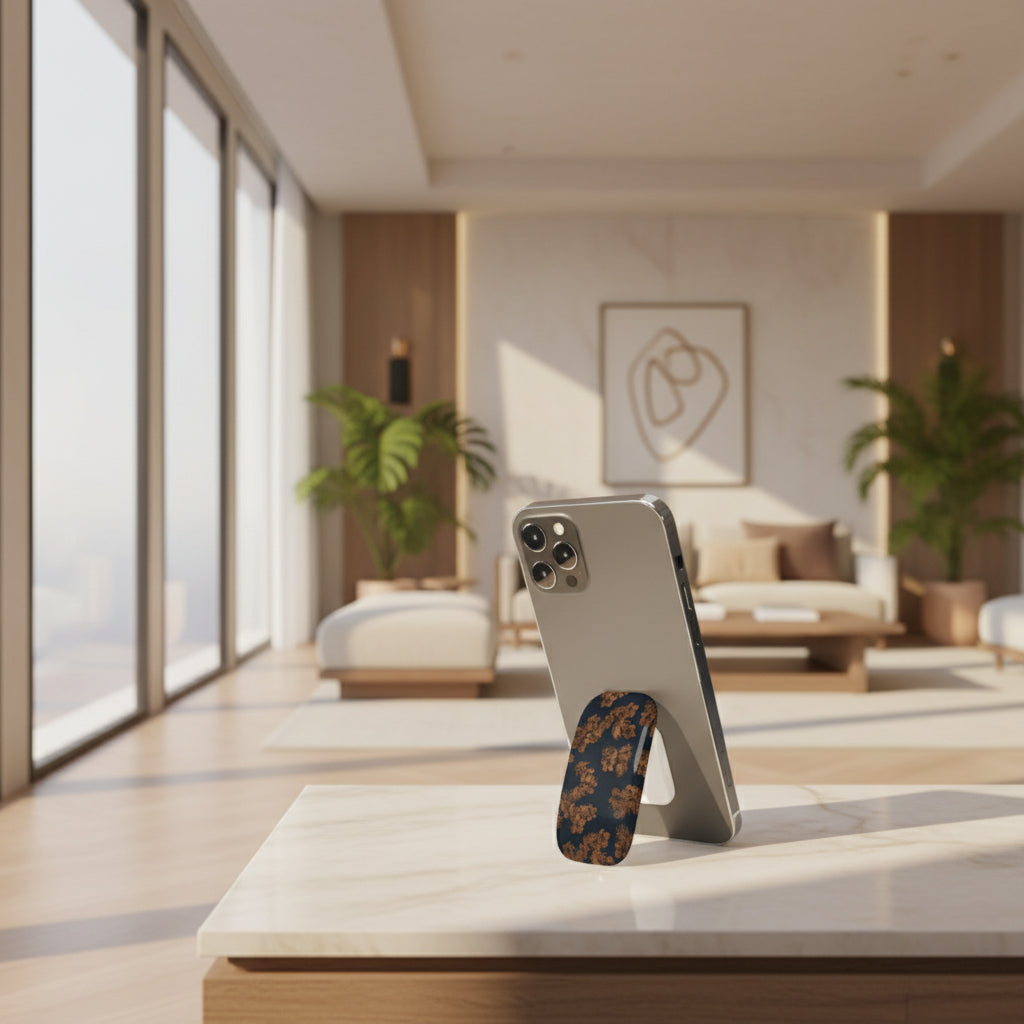 White glossy Fagaloa phone grip stand by WOYC, a versatile and stylish accessory for secure phone handling.