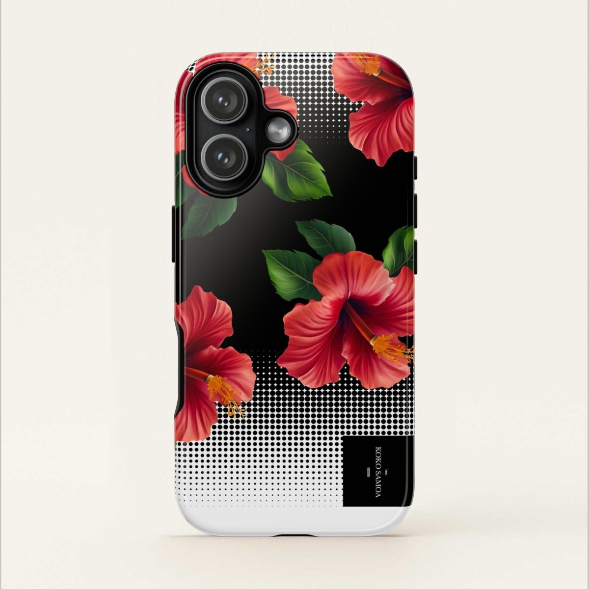 WOYC iPhone 17 tough phone case with glossy finish, durable protection, designed for iPhone models, in sleek black color.