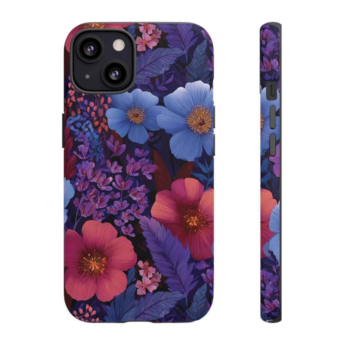 WOYC iPhone Tough Phone Case in Lavender Tropics design, glossy finish, compatible with iPhone 17. Durable protective case.