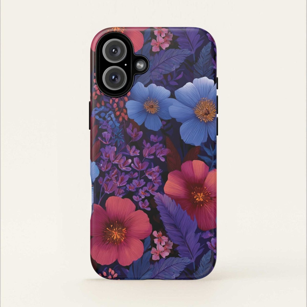 Lavender Tropics tough phone case for iPhone 17 by WOYC, glossy protective cover designed for AU, NZ, and USA models.