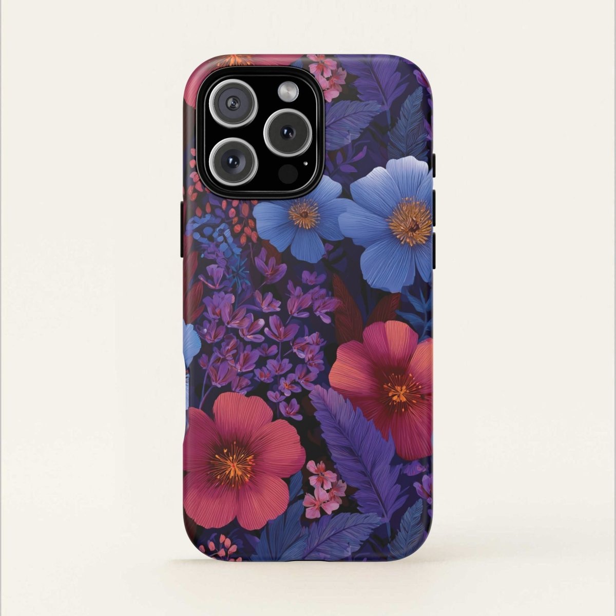 WOYC iPhone Tough Phone Case in Lavender Tropics for iPhone 17, glossy finish, durable protective case for AU, NZ, and USA.