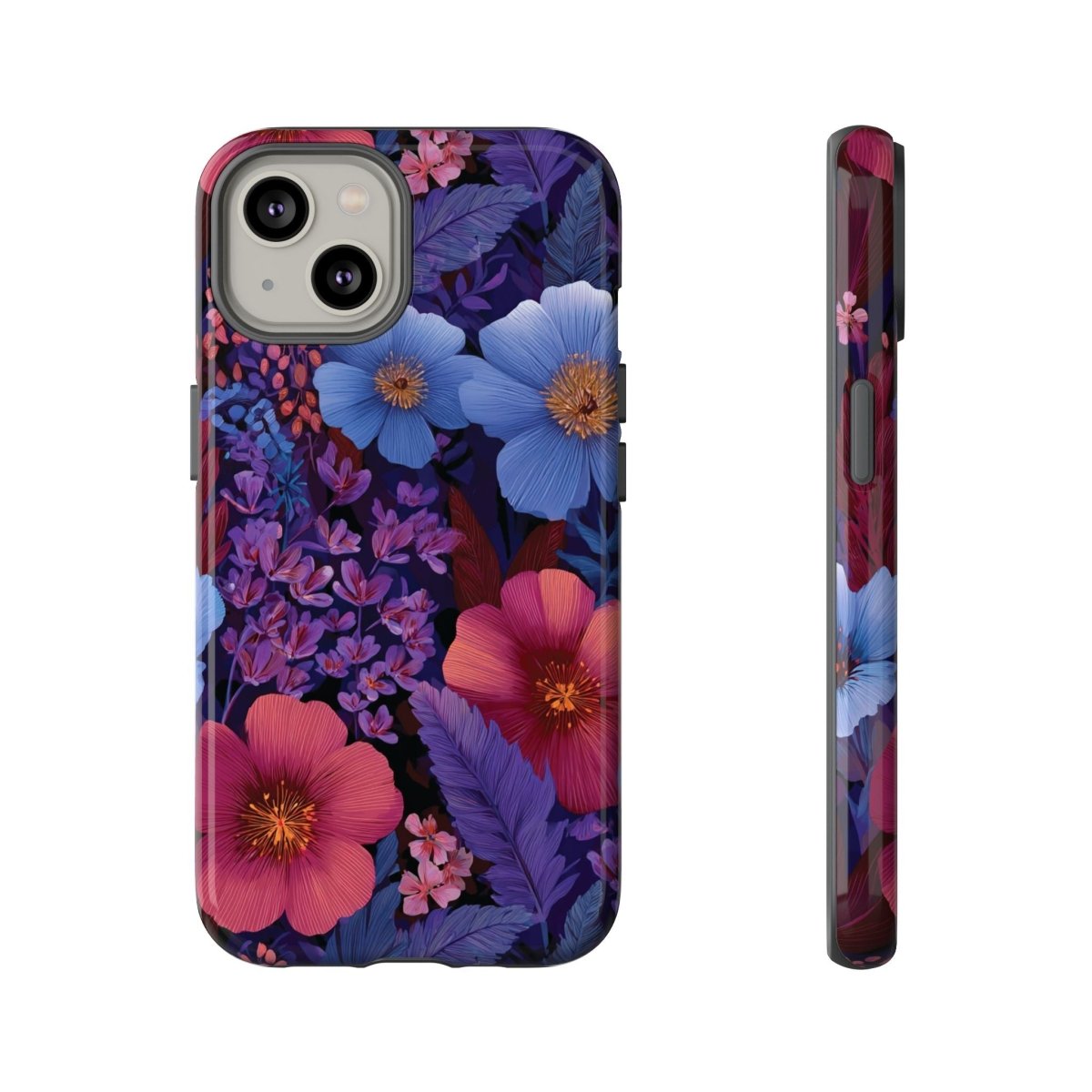 WOYC iPhone Tough Phone Case in Lavender Tropics, glossy protective case for iPhone 17, designed for durability and style.