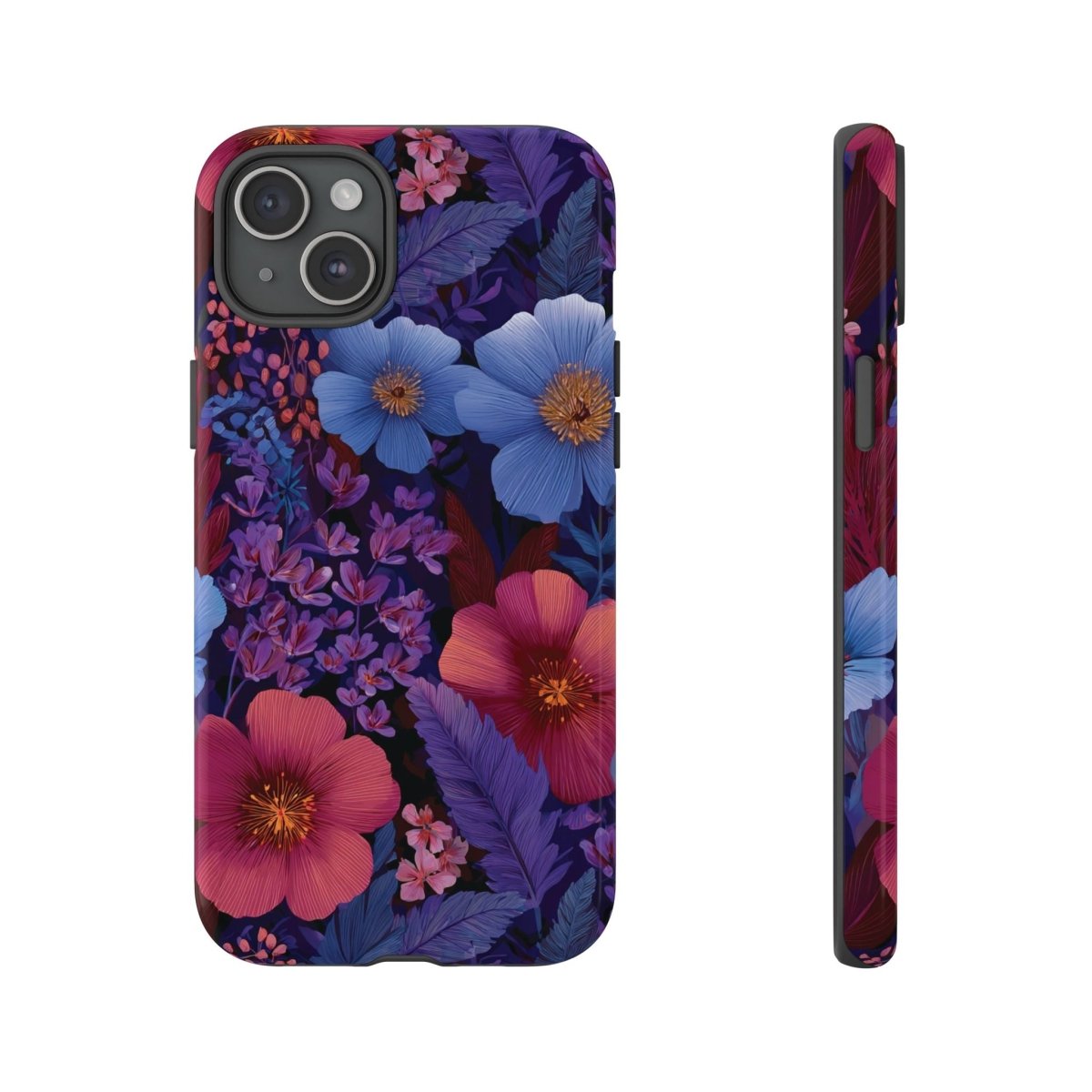 WOYC Lavender Tropics tough phone case for iPhone 17, glossy protective cover featuring vibrant lavender and tropical design.