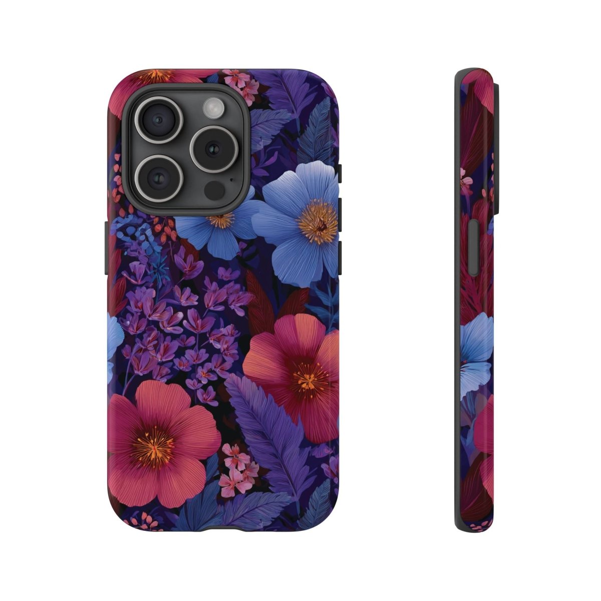 Lavender Tropics tough phone case by WOYC for iPhone 17, glossy finish, durable protective cover in vibrant purple design.