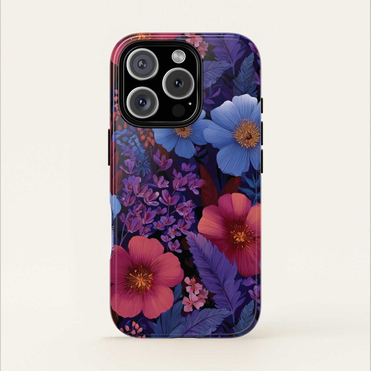 WOYC Lavender Tropics tough phone case for iPhone 17, glossy and durable, designed for AU, NZ, and USA models.