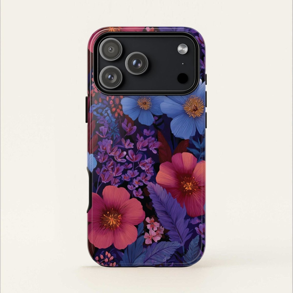 WOYC iPhone Tough Phone Case in Lavender Tropics for iPhone 17, glossy finish, protective design, suitable for AU, NZ, and USA.