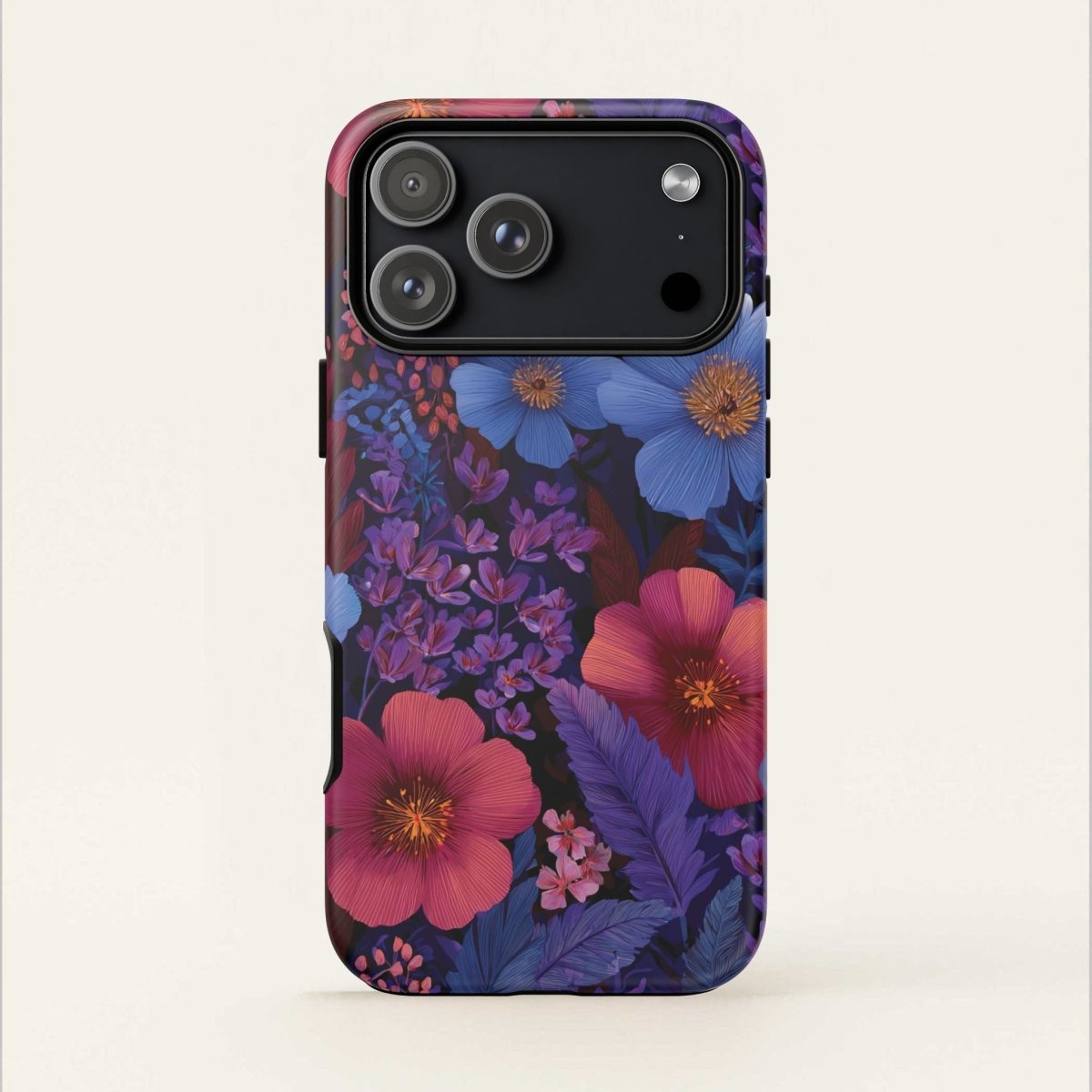 Lavender Tropics tough phone case for iPhone 17 by WOYC, glossy protective case for AU, NZ, and USA models.