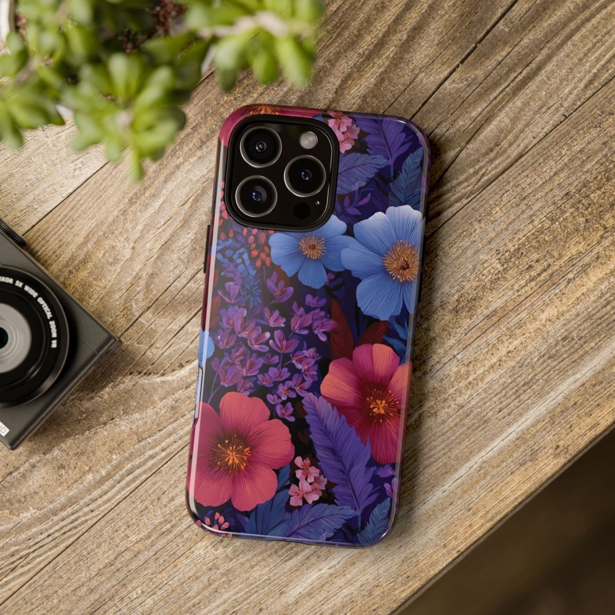 WOYC iPhone Tough Case in Lavender Tropics for iPhone 17, glossy finish, rugged protection, designed for AU, NZ, and USA models.