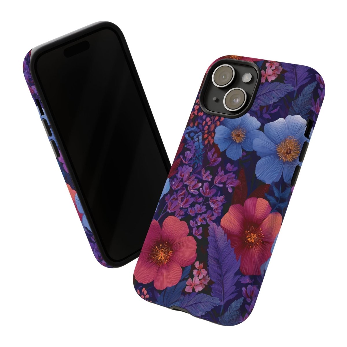 WOYC iPhone Tough Phone Case in Lavender Tropics for iPhone 17, glossy finish, durable protective cover.