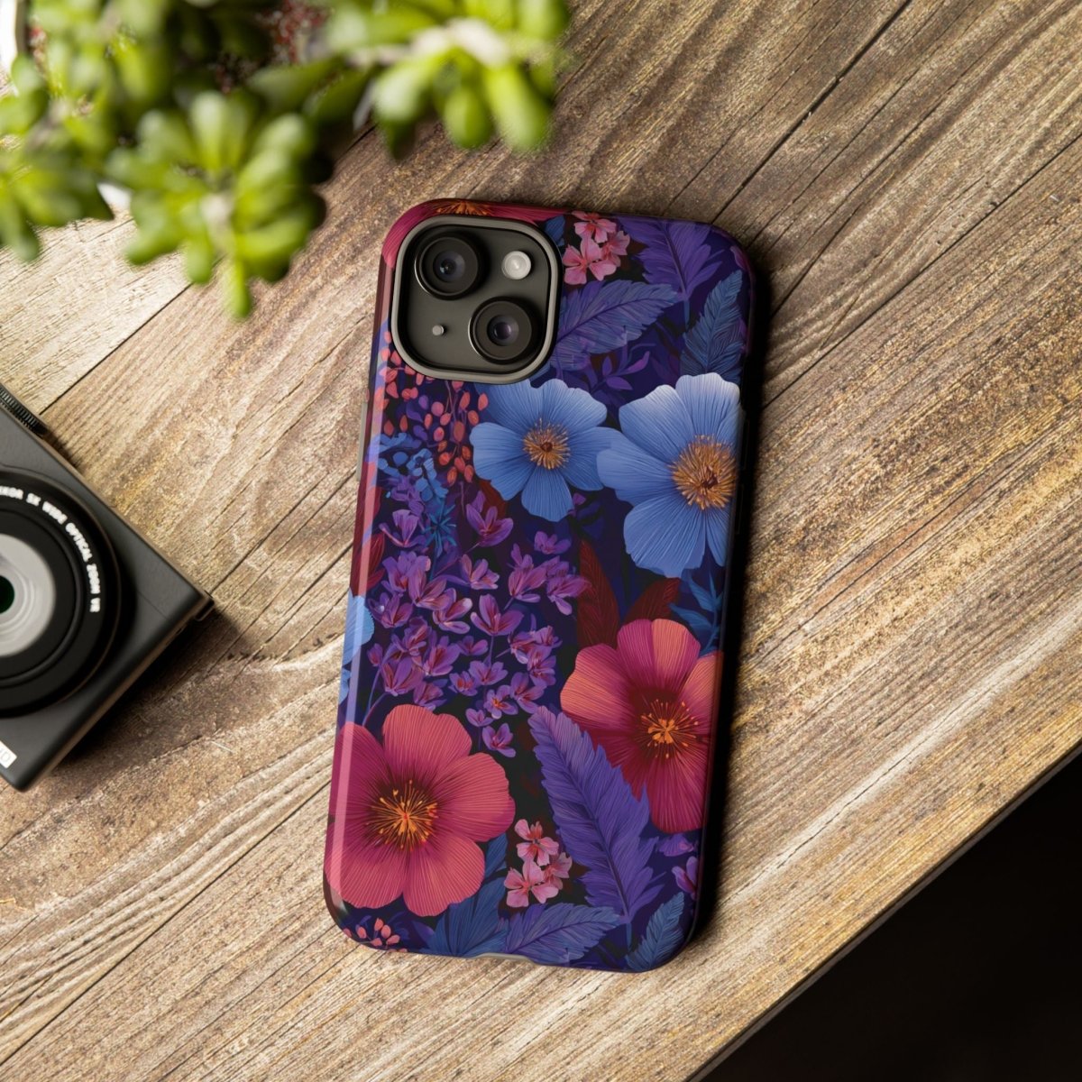WOYC lavender Tropics tough iPhone case for iPhone 17, glossy finish, durable protection, designed for AU, NZ, and USA models.