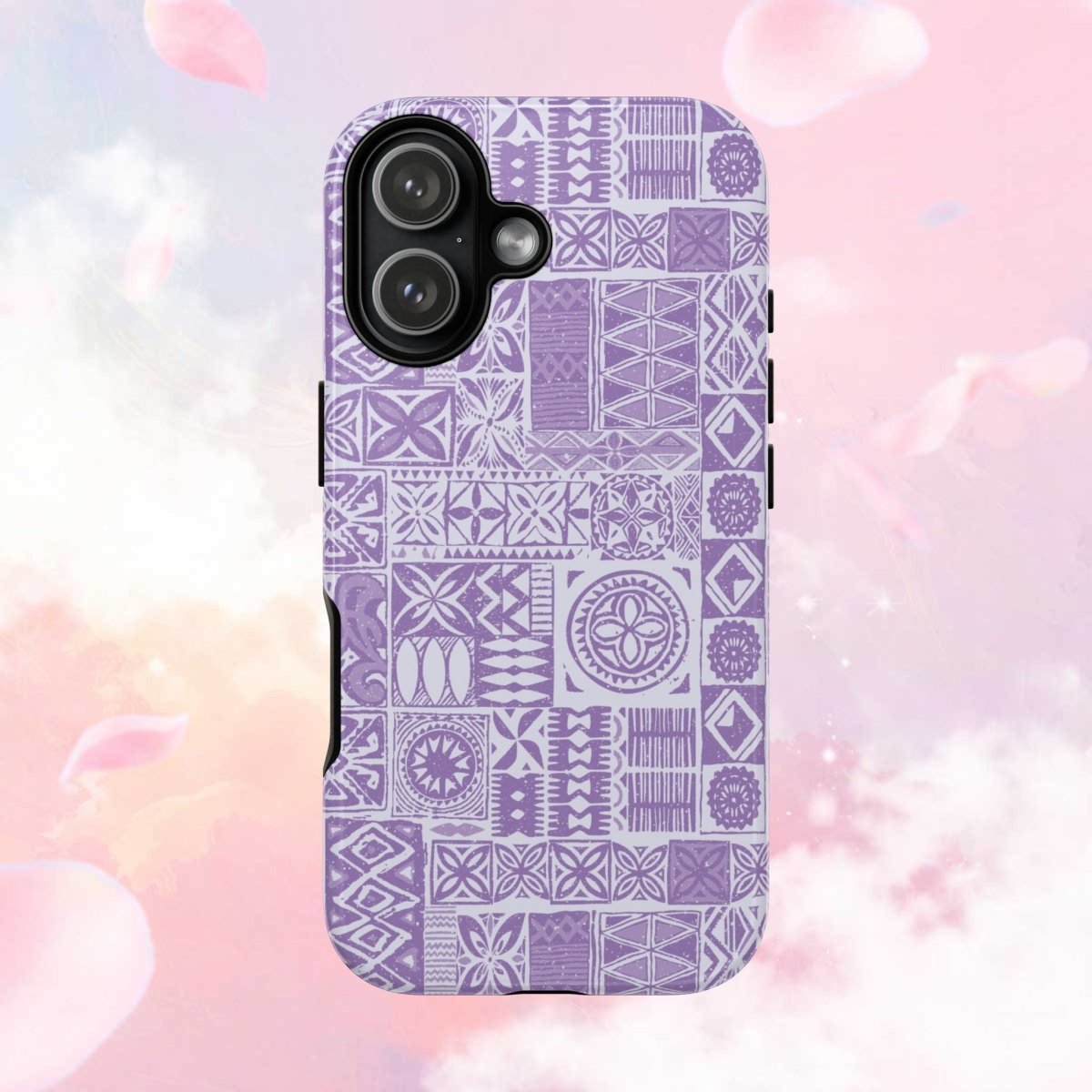 Lavender Elei tough phone case for iPhone 17, glossy finish, designed for AU, NZ, and USA markets by Printify