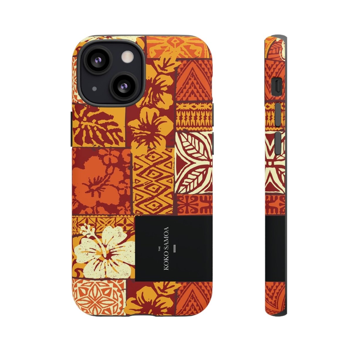 Glossy tough phone case for iPhone 17 featuring the Sataoa Sunrise design, offers durable protection with vibrant colors.