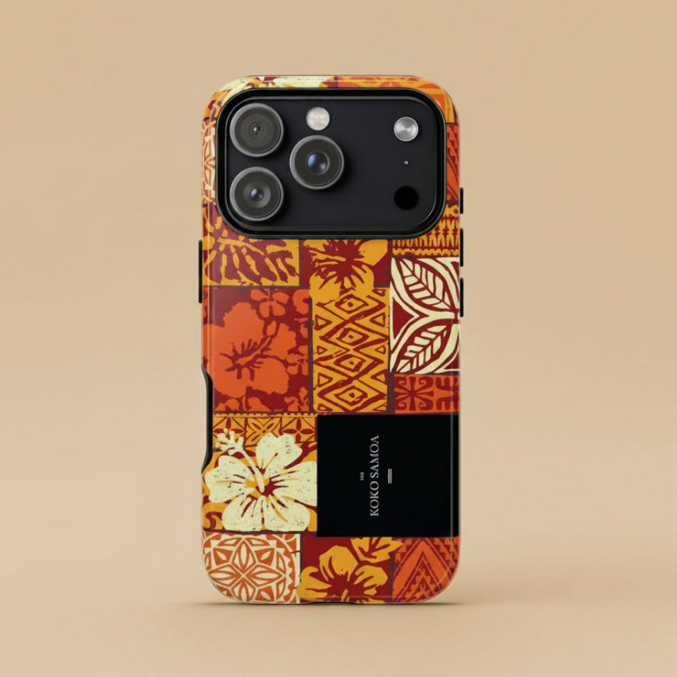 Glossy tough phone case for iPhone 17 featuring Sataoa Sunrise design, suitable for AU, NZ, and USA regions.
