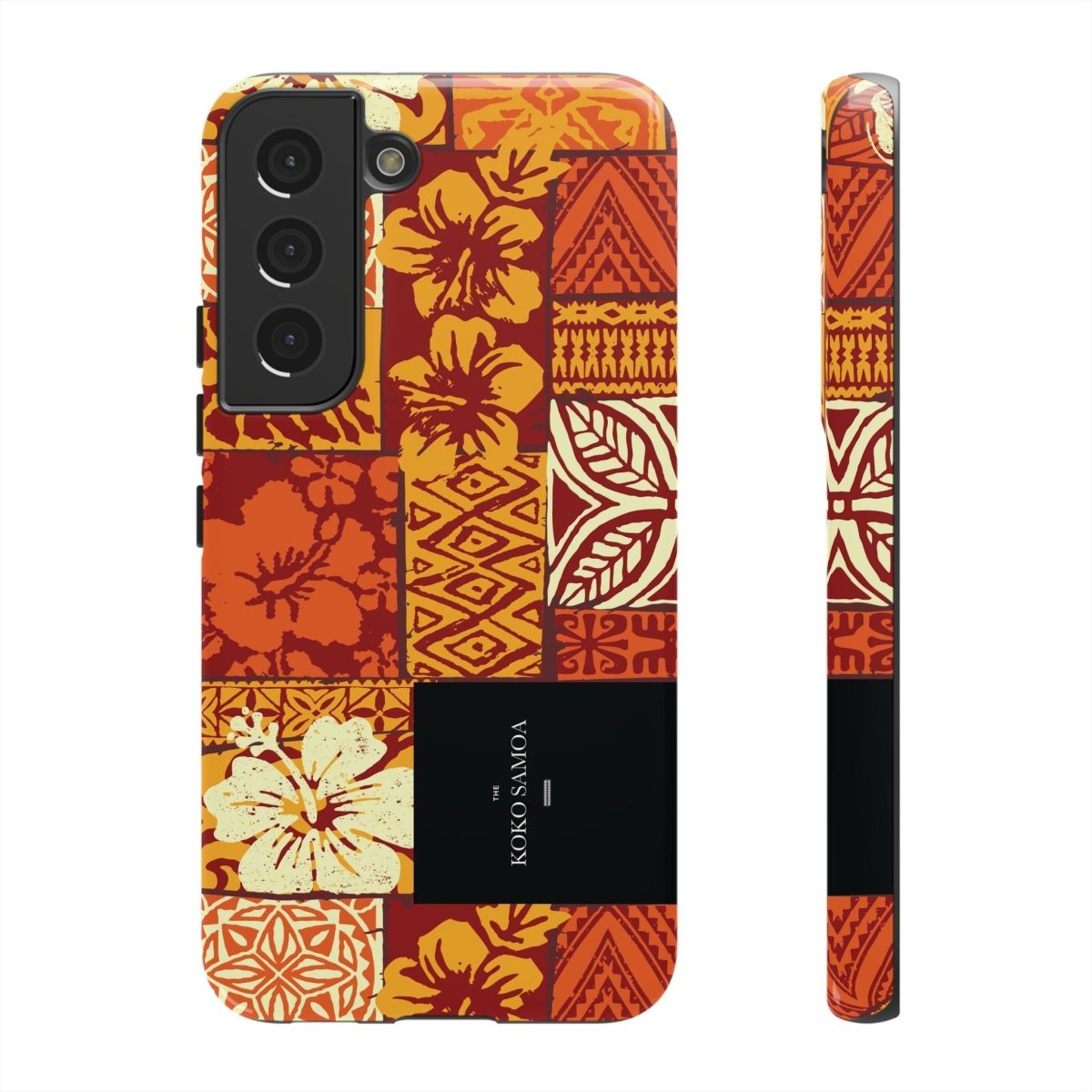 Glossy tough phone case for iPhone 17 with Sataoa Sunrise design by Printify, featuring vibrant colors and durable protection.