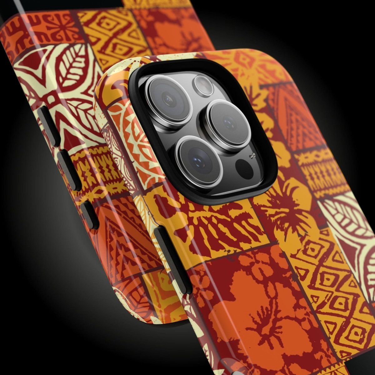 Glossy tough phone case for iPhone 17 featuring Sataoa Sunrise design by Printify, suitable for AU, NZ, and USA regions.