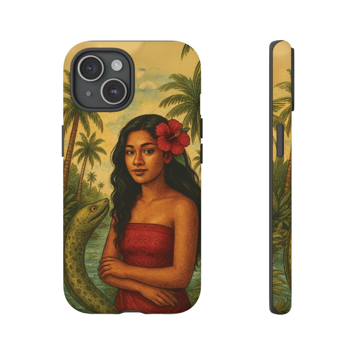 Glossy Tough Phone Case by WOYC featuring Sina & The Eel design for iPhone 17, durable protective cover for AU, NZ, and USA.