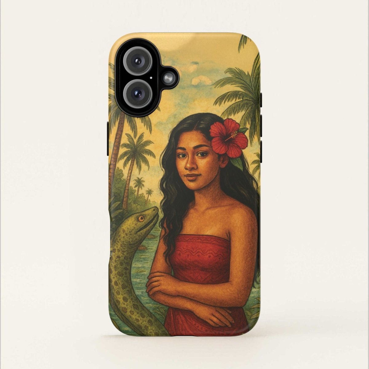Glossy Tough Phone Case for iPhone 17 by WOYC featuring Sina & The Eel design, offering durable protection for AU, NZ, and USA models.
