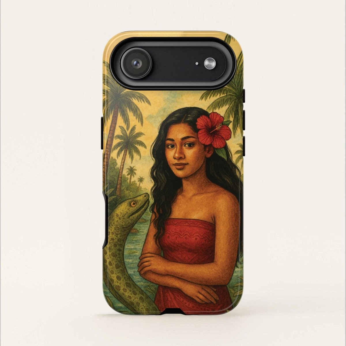 Glossy tough phone case for iPhone 17 featuring Sina & The Eel design by WOYC, suitable for AU, NZ, and USA markets.