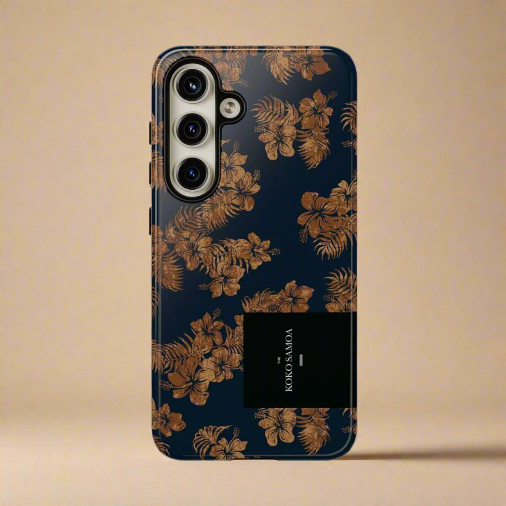 Samsung Galaxy S25 tough phone case by WOYC in Fagaloa Twilight with a glossy finish, designed for durability and style.
