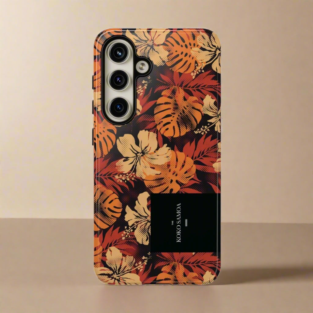 Samsung Galaxy S25 tough phone case by WOYC in Lalomanu Ember color, glossy finish, designed for durability and style.