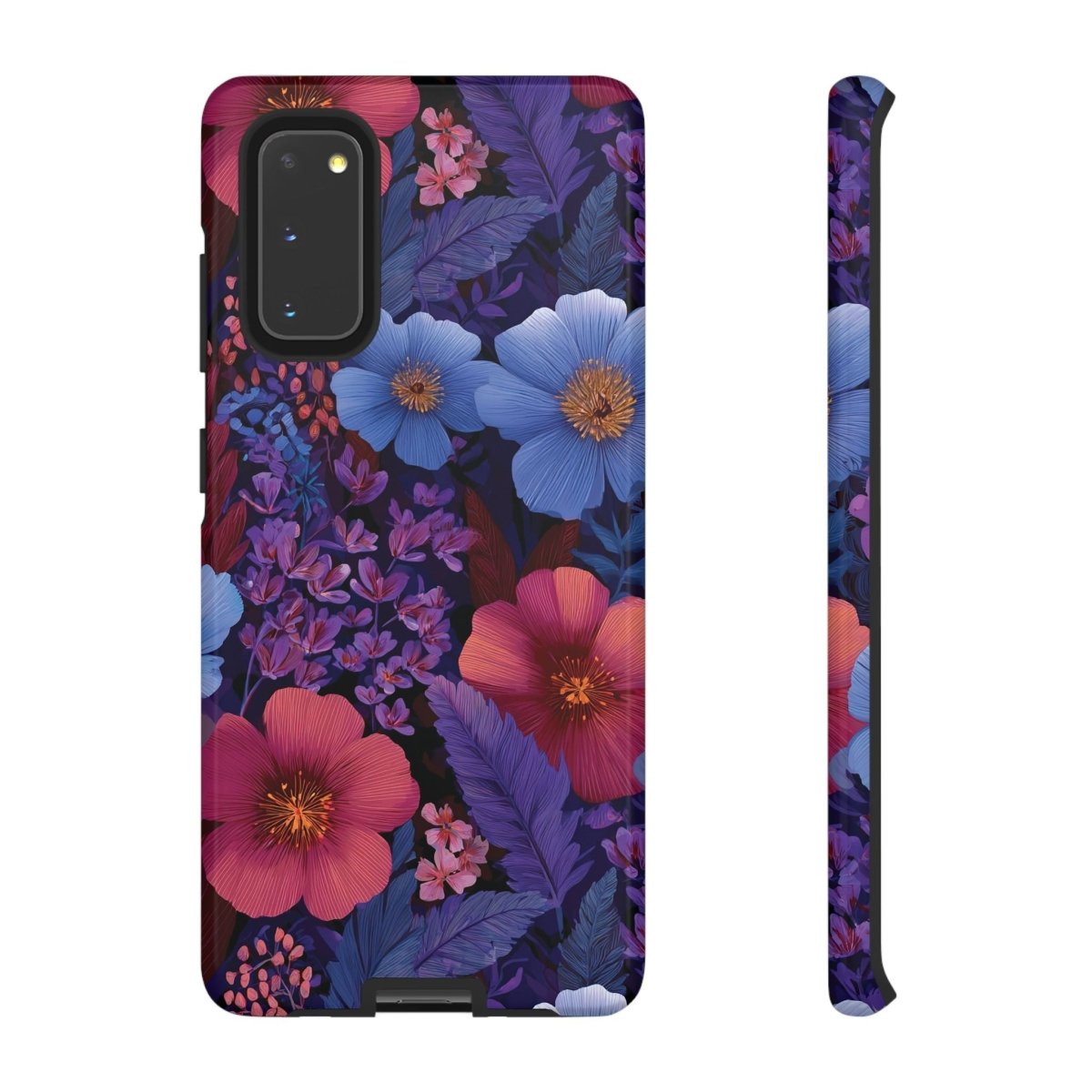 Samsung Galaxy S25 tough phone case by WOYC in Lavender Tropics with a glossy finish, designed for AU, NZ, and USA markets.