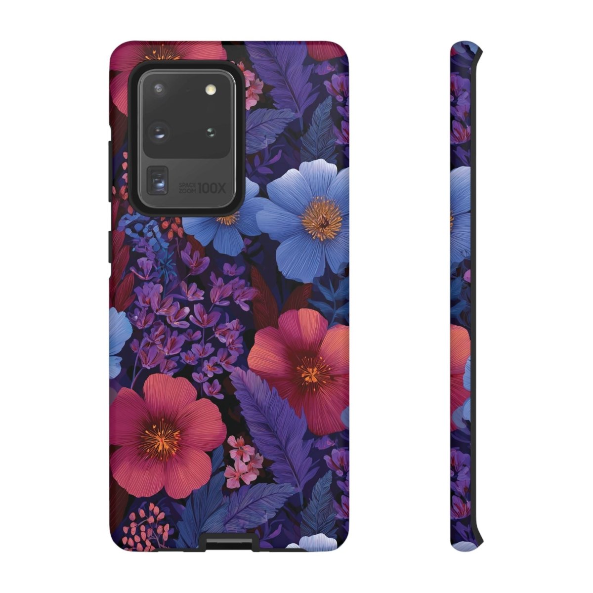 Samsung Galaxy S25 tough phone case by WOYC in Lavender Tropics, glossy protective phone case for AU, NZ, and USA.