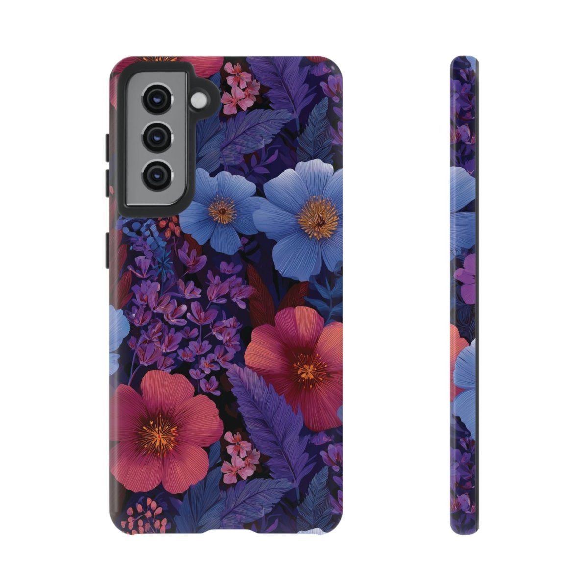Samsung Galaxy S25 Tough Phone Case by WOYC in Lavender Tropics with glossy finish, designed for durability and style.