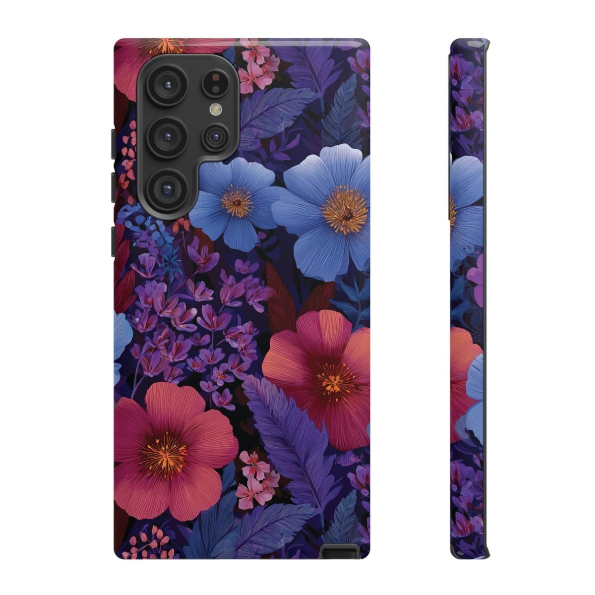 Samsung Galaxy S25 tough phone case by WOYC in Lavender Tropics design, durable glossy protective cover for AU, NZ, and USA.