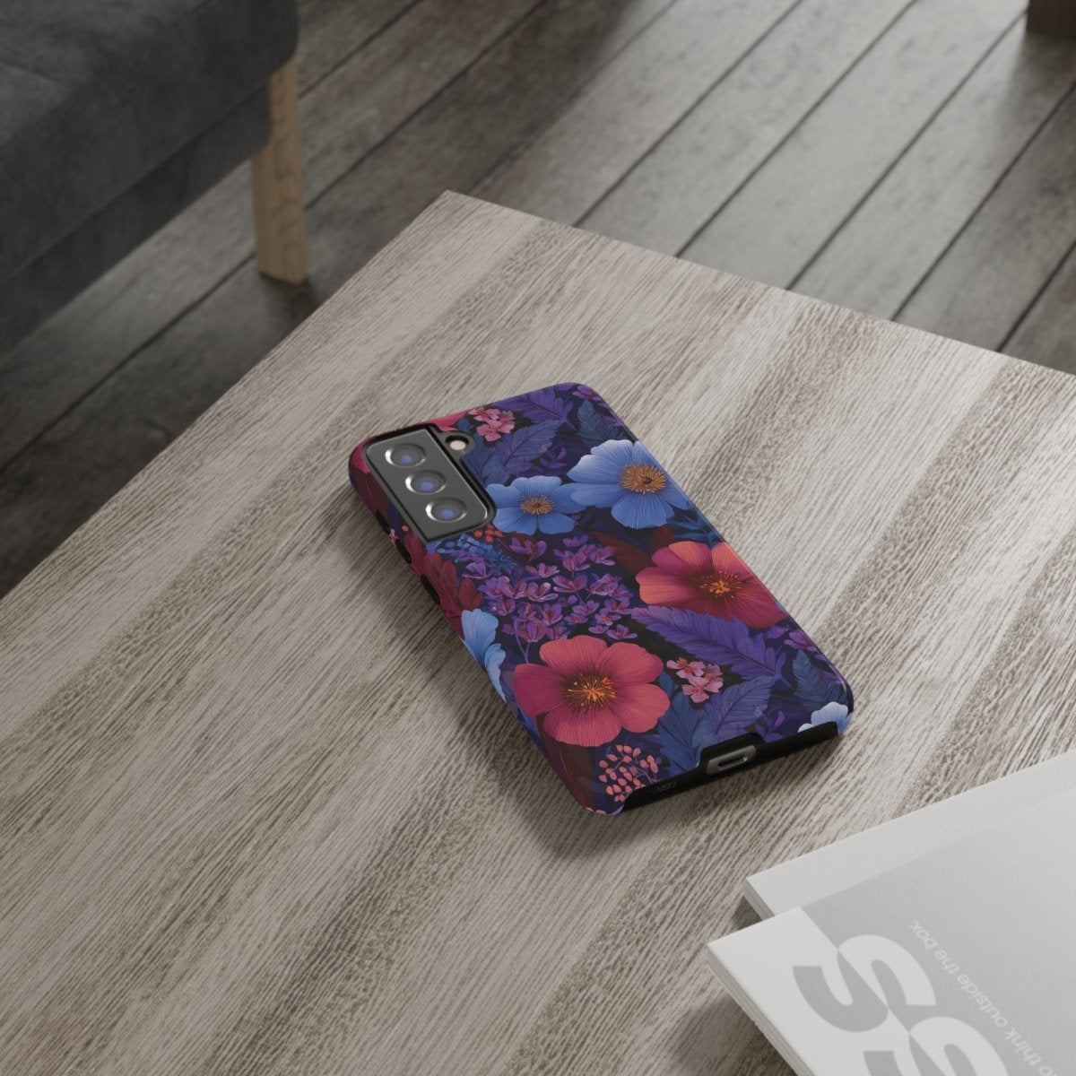 Samsung Galaxy S25 tough phone case by WOYC in Lavender Tropics, glossy finish, designed for durable protection.