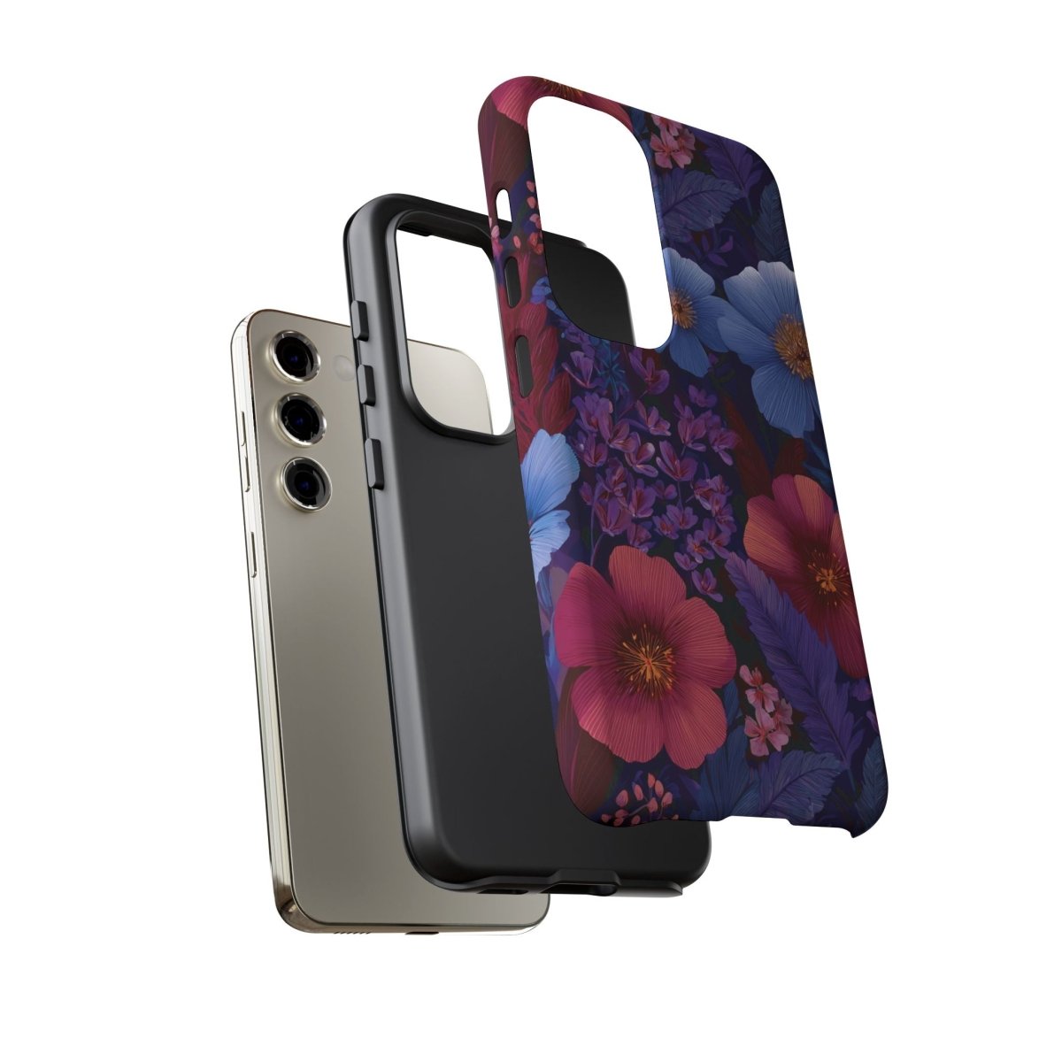 Samsung Galaxy S25 tough phone case by WOYC with lavender tropics design, glossy finish, durable protection for AU, NZ, and USA.