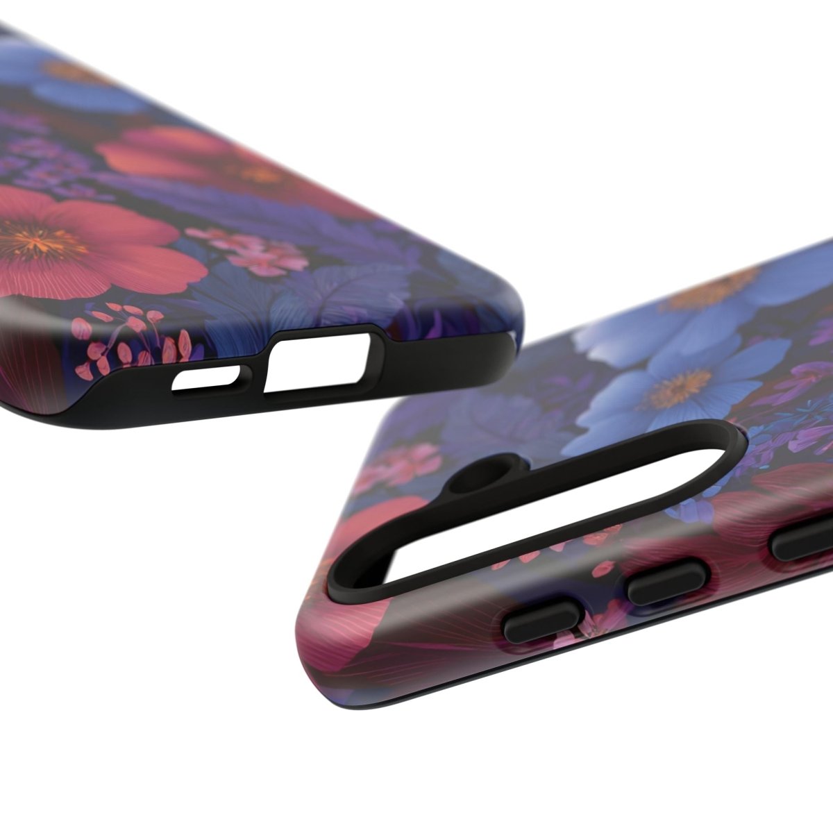 Samsung Galaxy S25 tough phone case by WOYC in Lavender Tropics with glossy finish, designed for durability and style.