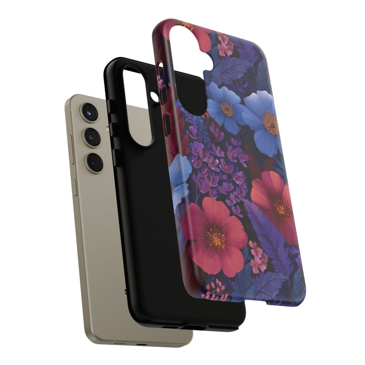 Samsung Galaxy S25 Tough Phone Case by WOYC in Lavender Tropics with a glossy finish, designed for durability and style.