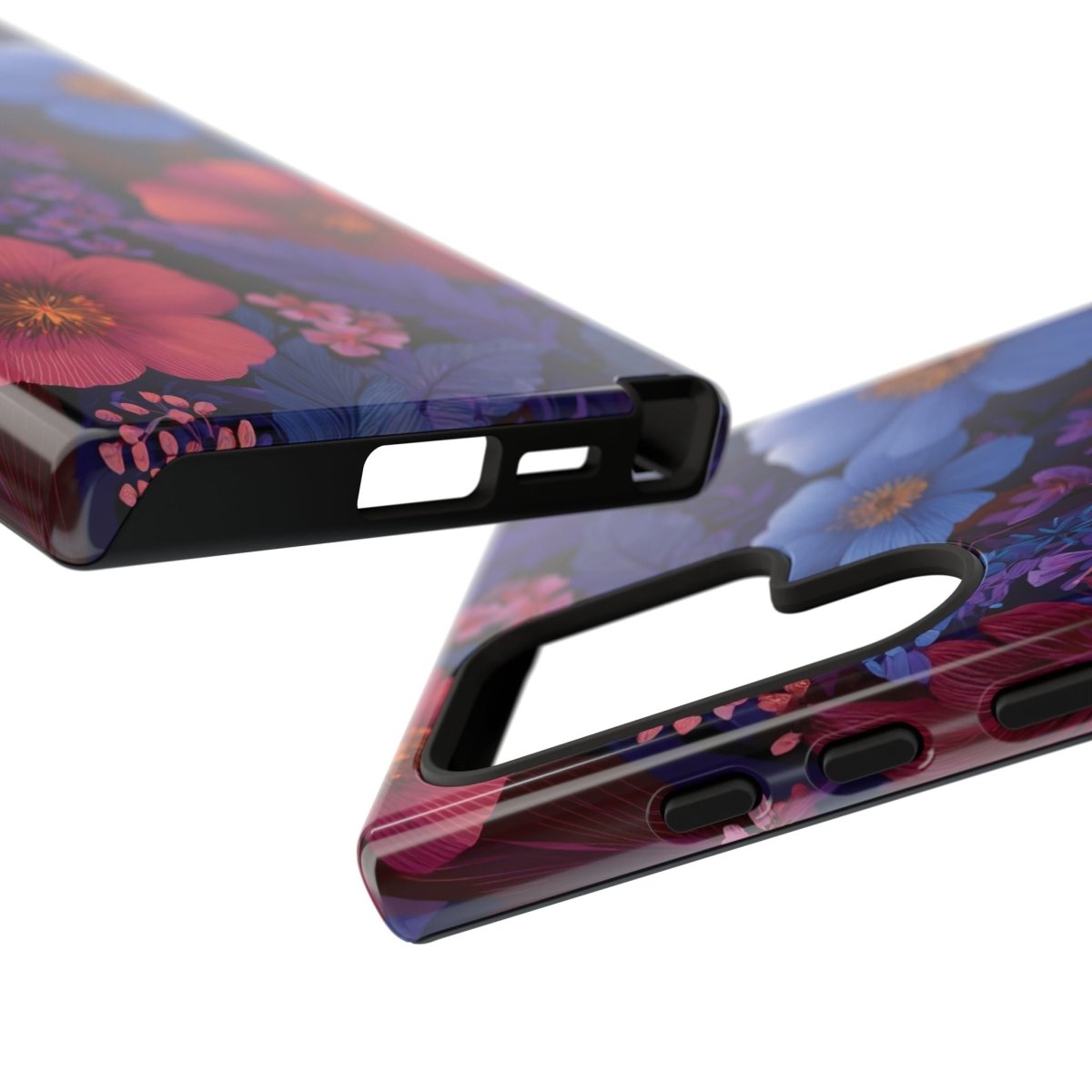 Samsung Galaxy S25 tough phone case by WOYC in Lavender Tropics design, glossy and protective for AU, NZ, and USA models.