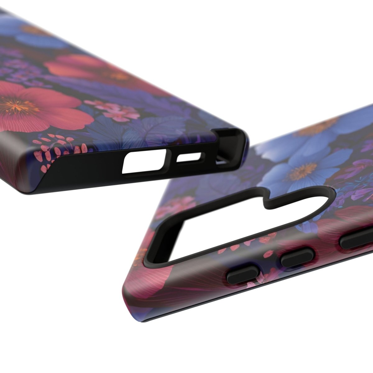 Samsung Galaxy S25 tough phone case by WOYC in Lavender Tropics with glossy finish, designed for durability and style.
