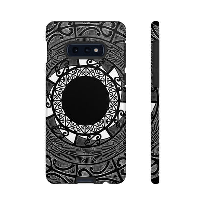 Glossy WOYC tough phone case for Samsung Galaxy S25 featuring a Māori design, suitable for AU, NZ, and USA markets.
