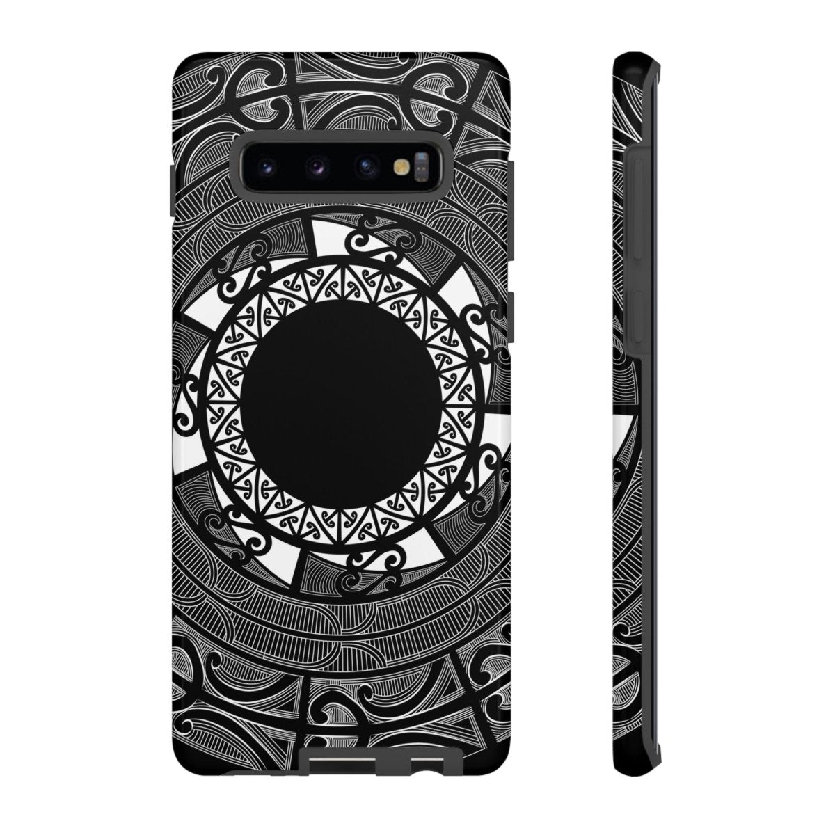 WOYC Samsung Tough Phone Case featuring Māori design for Galaxy S25, showcasing durability and stylish protection.
