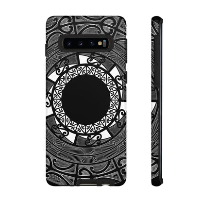 WOYC tough phone case for Samsung Galaxy S25 featuring a Māori design, showcasing durability and style.