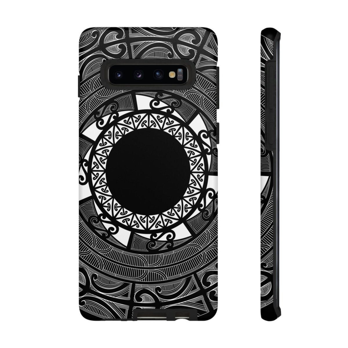 Glossy WOYC tough phone case for Samsung Galaxy S25 featuring a Māori design, suitable for AU, NZ, and USA markets.