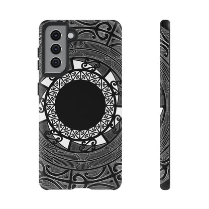 Samsung Tough Phone Case by WOYC featuring a glossy Māori design for Galaxy S25 in AU/NZ/USA.