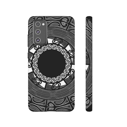 Glossy Samsung Tough Phone Case by WOYC featuring Māori design for Galaxy S25, suitable for AU, NZ, and USA markets.